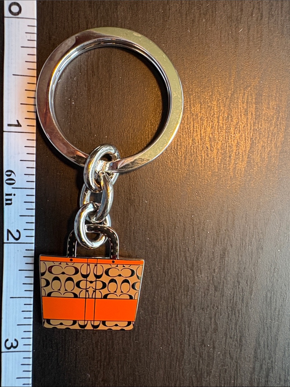 Coach Orange and Tan Signature Tote Key Ring - Picture 1 of 1